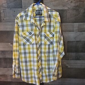 Eighty Eight Yellow and Gray Plaid Men's Shirt